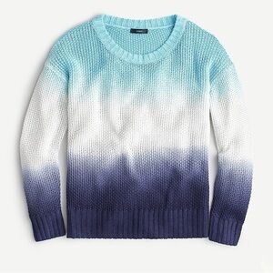 J. Crew 100% Linen Dip Dyed‎ Beach Sweater Small blue ombré tie dye open knit